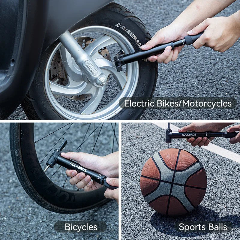 ROCKBROS TG-1616 Portable 120PSI Bicycle E-Bike Tire Air Pump Bike Basketball Metal Inflator with Ratchet Tools