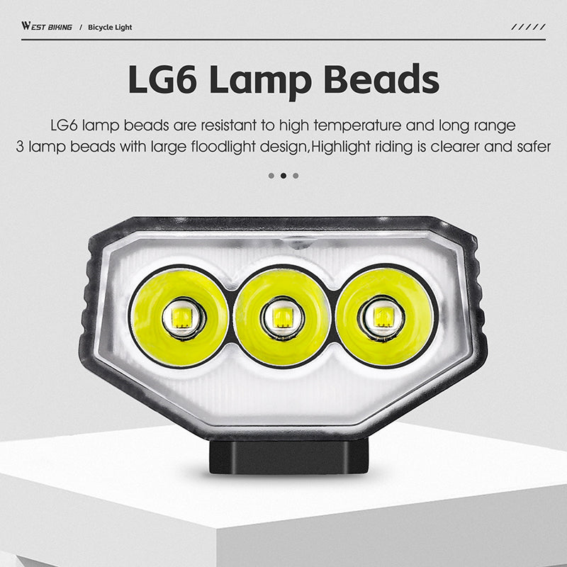 WEST BIKING YP0701414 Bike LED Light Waterproof Bicycle Front Tube Headlight Lamp