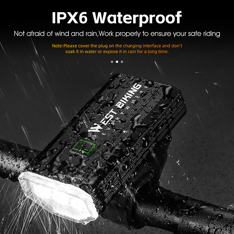 WEST BIKING YP0701414 Bike LED Light Waterproof Bicycle Front Tube Headlight Lamp