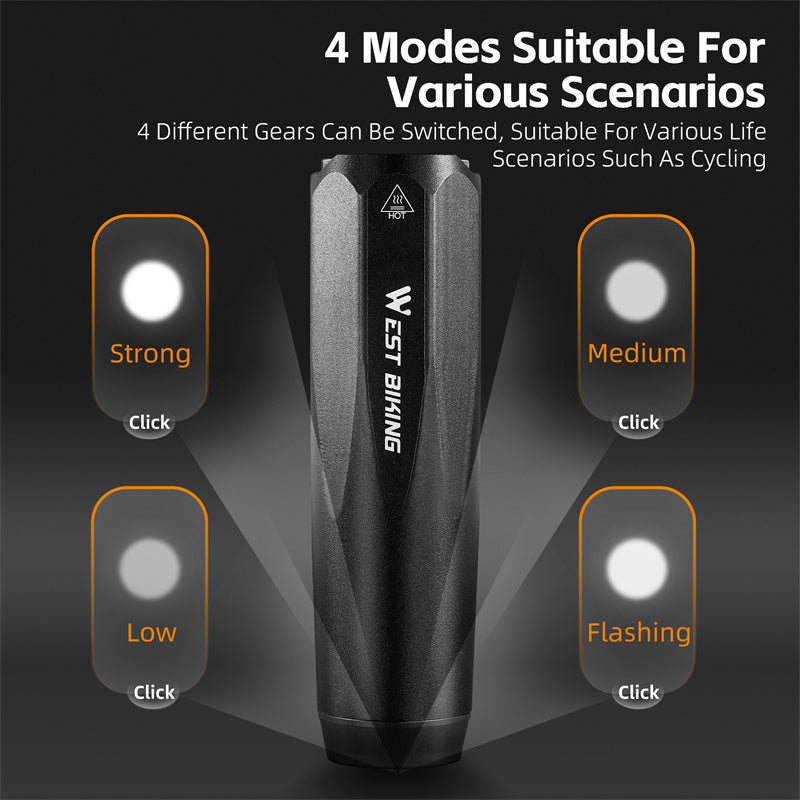 WEST BIKING YP0701404 Multifunctional Bicycle Light Sensing 600 Lumens Type-C Headlight Road Bike Light