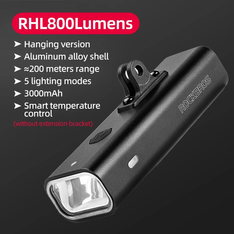 ROCKBROS RHL-800 Bicycle Front Headlight Strong Flashlight, Lifting Version (No Bracket)
