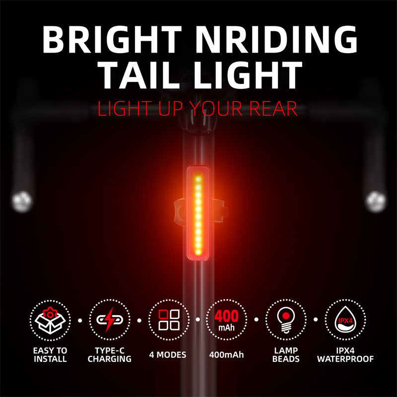 WEST BIKING YP0701359 Rechargeable Bike Tail Light 400mAh LED Bicycle Rear Light