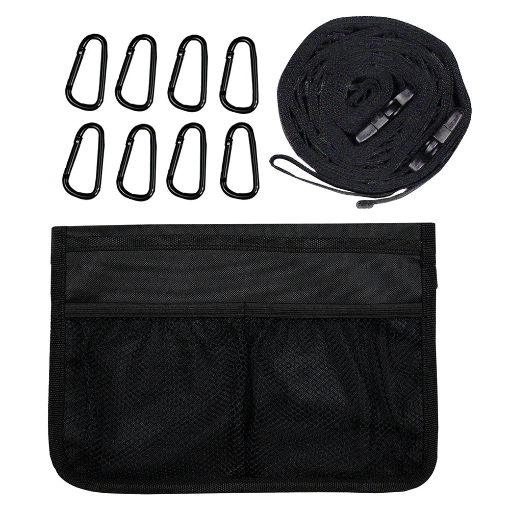 Polyester Magic Tape Storage Strap with 8 Carabiners to Hang Camping Gears