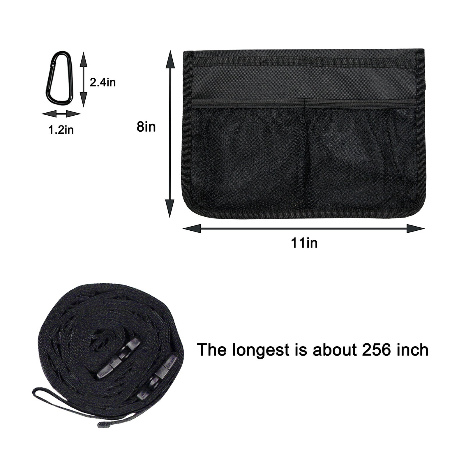 Polyester Magic Tape Storage Strap with 8 Carabiners to Hang Camping Gears
