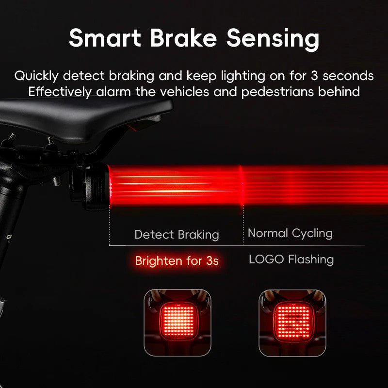 ROCKBROS R7 Waterproof Bike Cycling LED Tail Light 12 Modes Bicycle Brake Sensing Warning Lamp