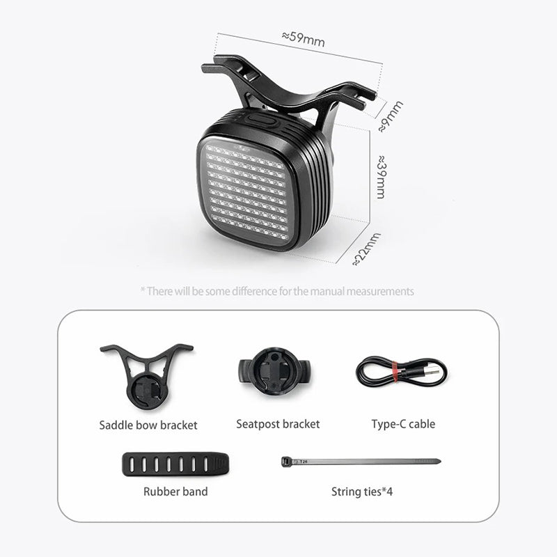 ROCKBROS R7 Waterproof Bike Cycling LED Tail Light 12 Modes Bicycle Brake Sensing Warning Lamp