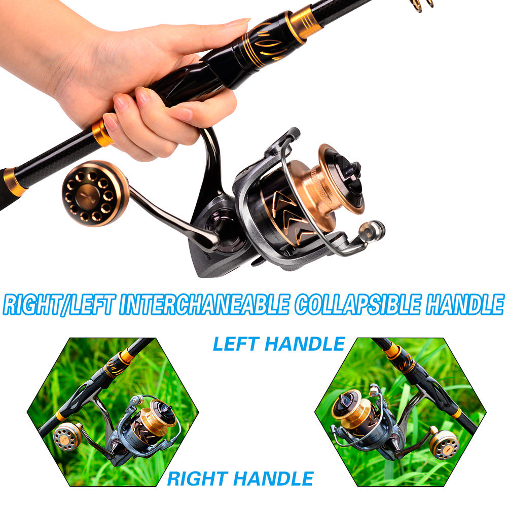 PROBEROS HWCSET097 2.1m Carbon Telescopic Rod Fishing Reel Lure Line Kit with Carrier Bag