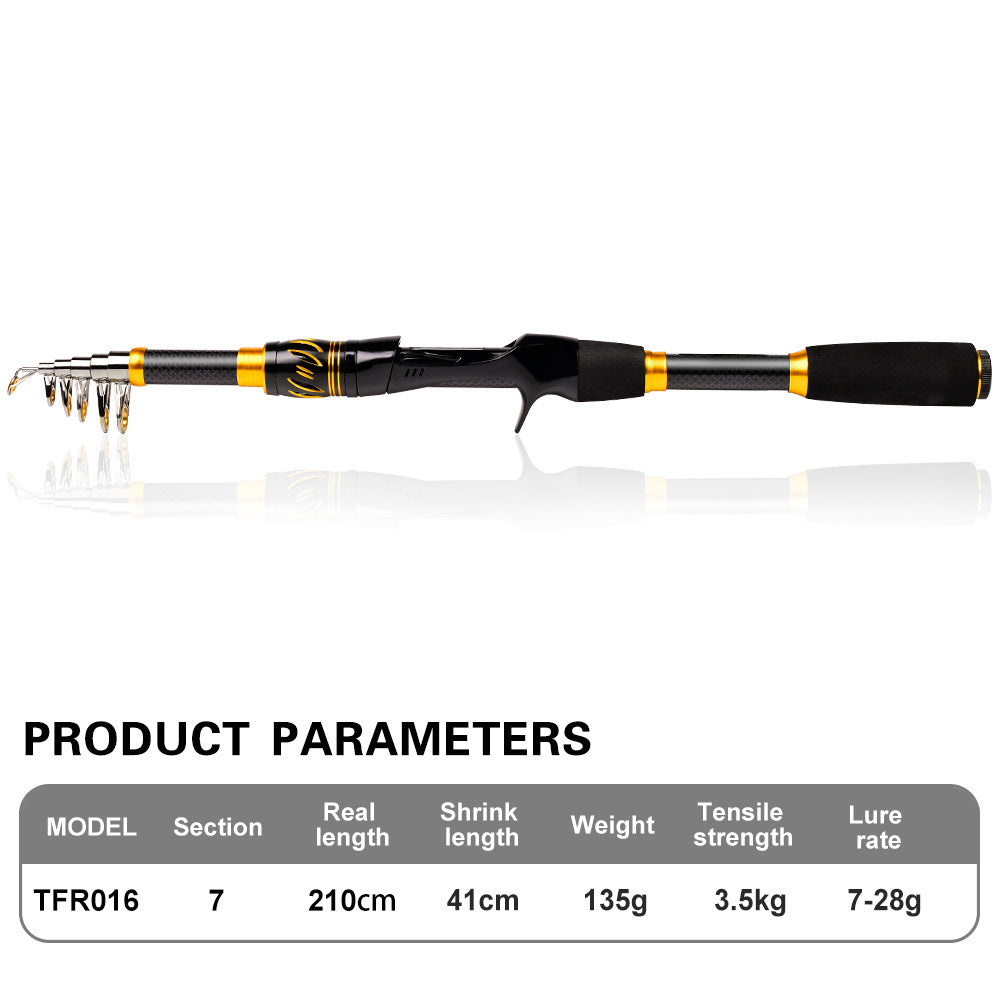 PROBEROS HWCSET097 2.1m Carbon Telescopic Rod Fishing Reel Lure Line Kit with Carrier Bag