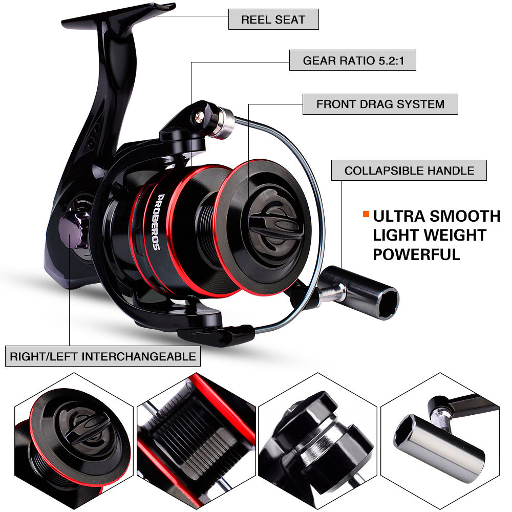 PROBEROS HWCSET101 Telescopic Rod 1.8m Carbon Pole Fishing Reel Lure Line Kit with Carrier Bag
