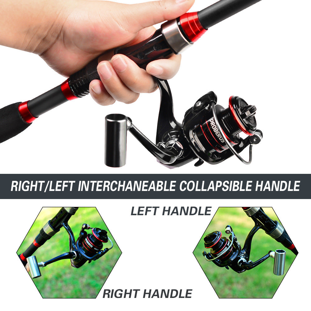 PROBEROS HWCSET101 Telescopic Rod 1.8m Carbon Pole Fishing Reel Lure Line Kit with Carrier Bag