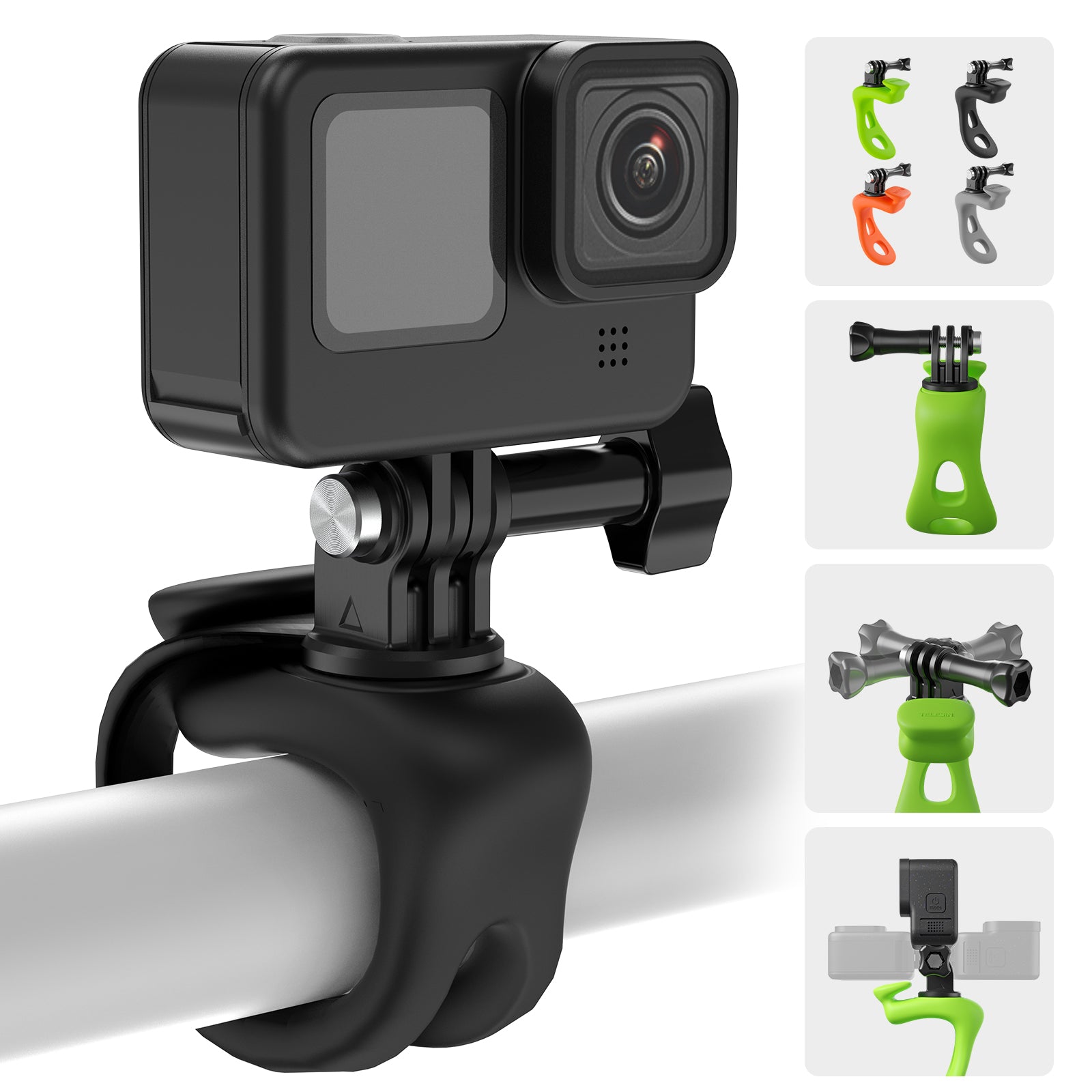 TELESIN TLQ-001 Silicone Strap Mount Flexible Wrap Band for GoPro Action Camera Bike Motorcycle Handlebar Holder