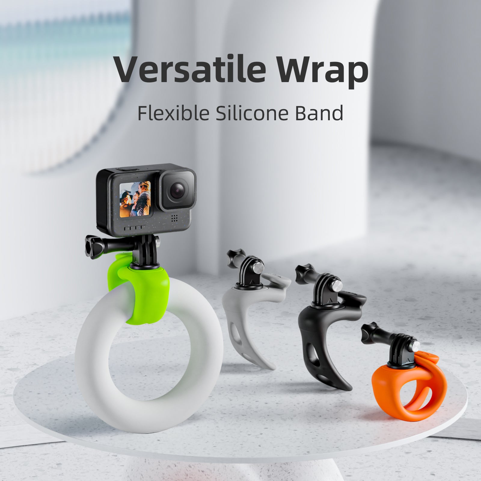 TELESIN TLQ-001 Silicone Strap Mount Flexible Wrap Band for GoPro Action Camera Bike Motorcycle Handlebar Holder