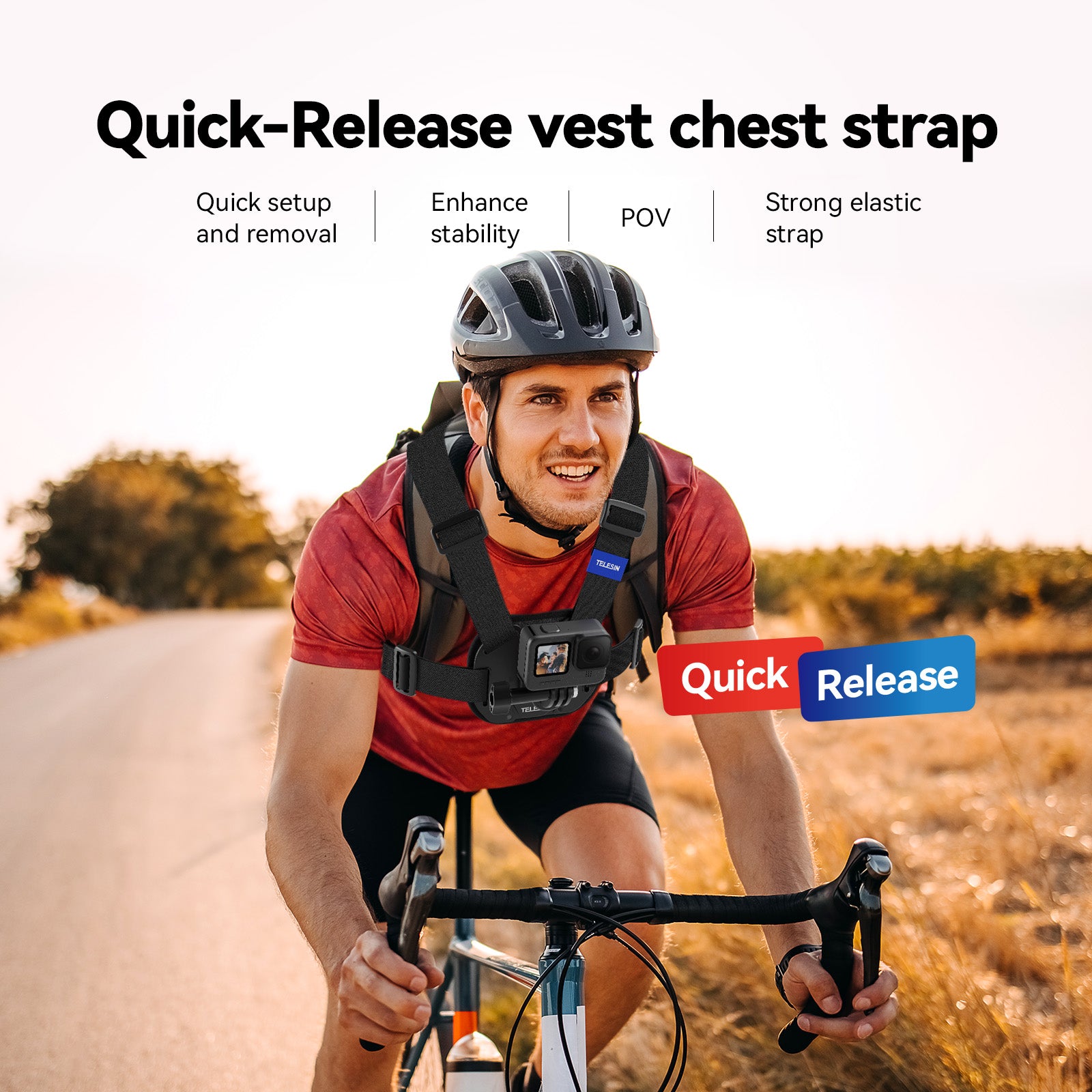 TELESIN S2-CGP-02 Chest Mount Harness for GoPro 12 Quick Release Chest Strap for Action Camera