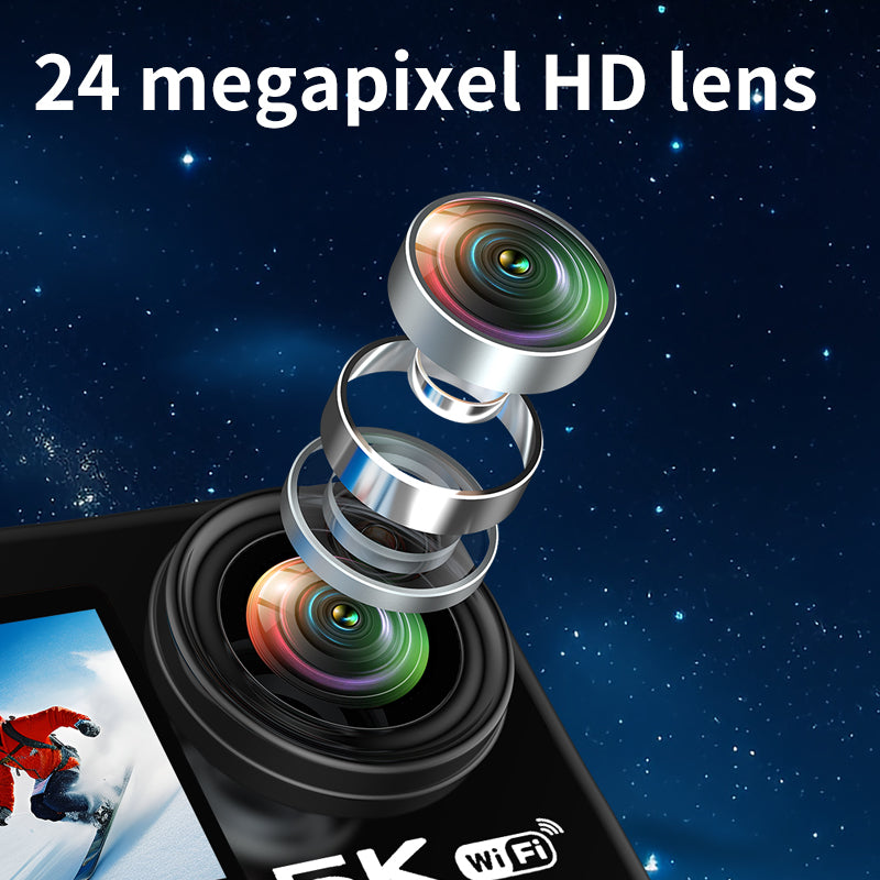 V5 5K WiFi EIS Anti-shake Action Camera 30m Waterproof Dual Screen Sports Camera