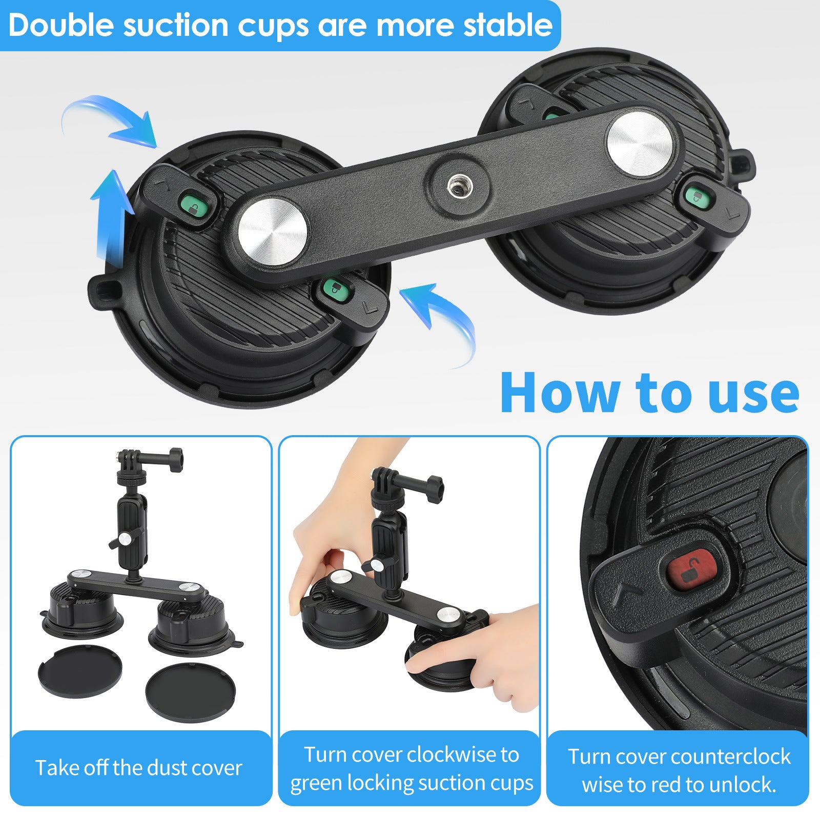 K01-2 For GoPro Action Camera Sucker Mount Bracket Sport Camera Car Home Support Stand