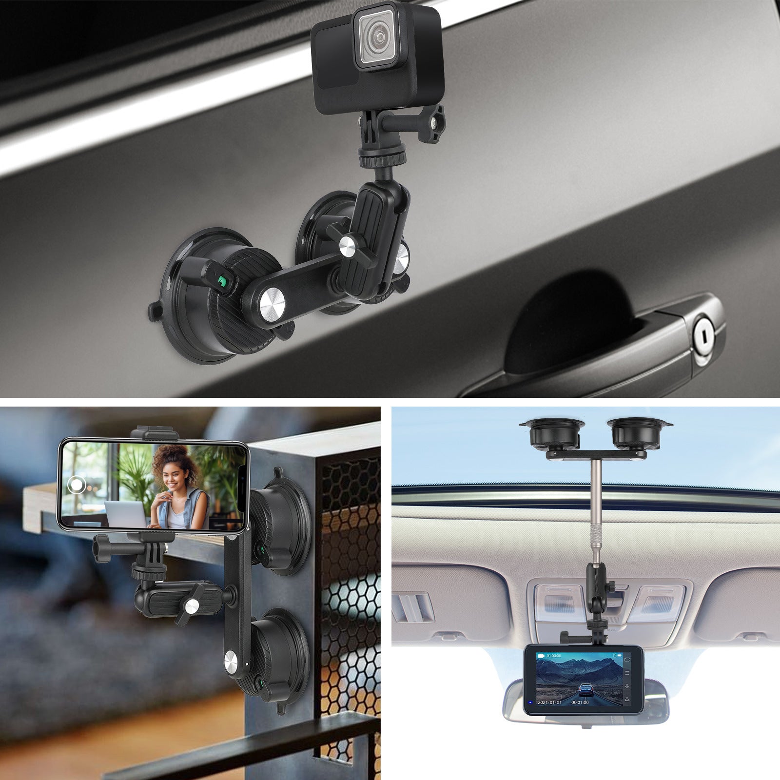 K01-2 For GoPro Action Camera Sucker Mount Bracket Sport Camera Car Home Support Stand