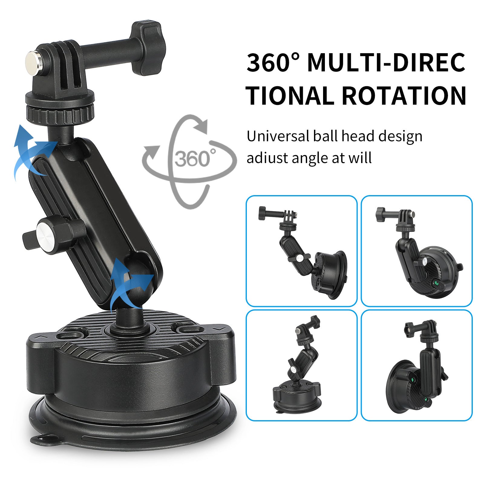 K01LP For GoPro Extension Rod Sucker Mount Bracket Action Camera Car Home Support Stand