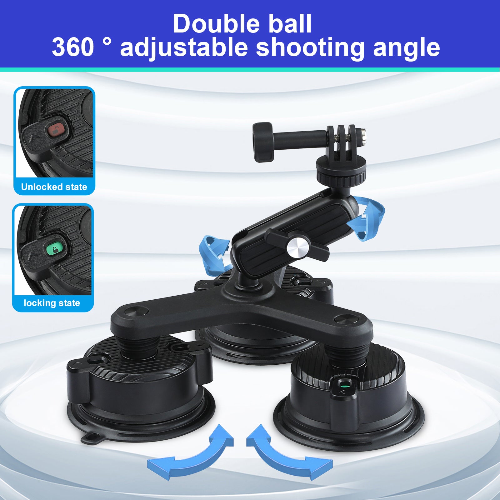 K01-3LP Extension Rod Sucker Mount Camera Bracket Car Shooting Support Stand with Phone Clip