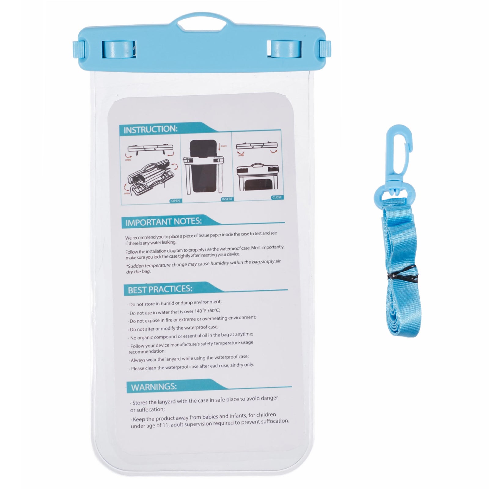 Waterproof Phone Pouch Case Holder for Under 6.5-inches Phone Underwater Clear Cellphone Dry Bag