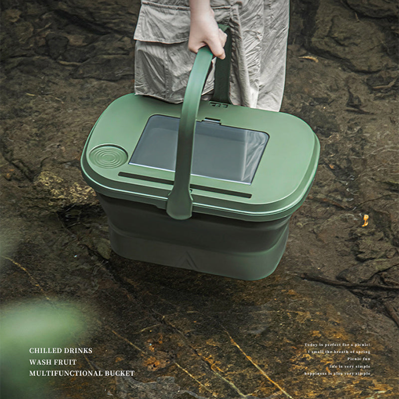 AOTU Multi-Function Outdoor Picnic Basket with Collapsible Table Water Basket