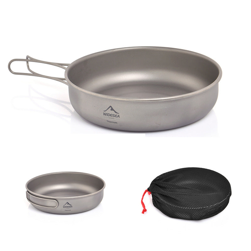WIDESEA WSTC-201 Outdoor Camping Pure Titanium Frying Pan with Foldable Handle (BPA Free, No FDA)