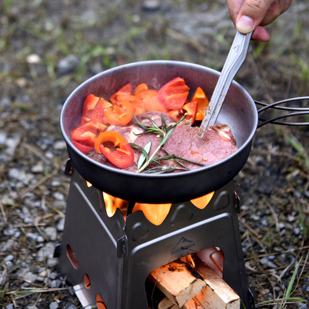WIDESEA WSTC-201 Outdoor Camping Pure Titanium Frying Pan with Foldable Handle (BPA Free, No FDA)