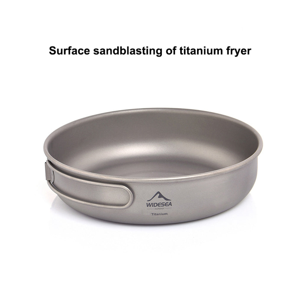 WIDESEA WSTC-201 Outdoor Camping Pure Titanium Frying Pan with Foldable Handle (BPA Free, No FDA)