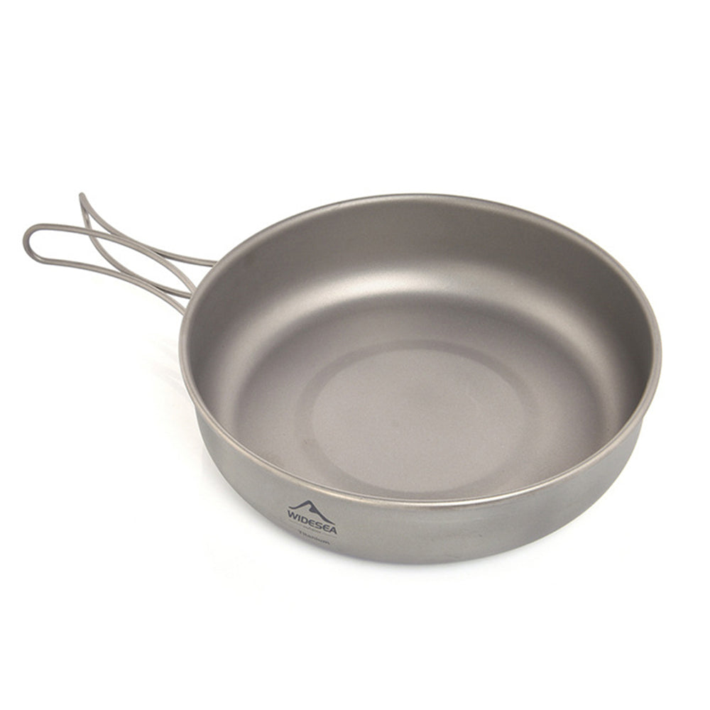 WIDESEA WSTC-201 Outdoor Camping Pure Titanium Frying Pan with Foldable Handle (BPA Free, No FDA)