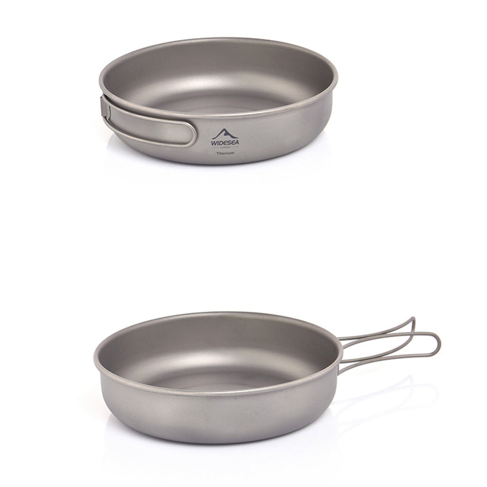 WIDESEA WSTC-201 Outdoor Camping Pure Titanium Frying Pan with Foldable Handle (BPA Free, No FDA)