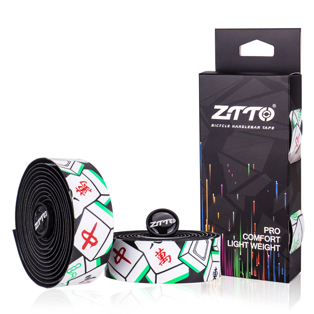ZTTO CSBD 2Pcs Mahjong Pattern Bicycle Handlebar Anti-skid PU+EVA Tape Bike Handlebar Wrap Straps