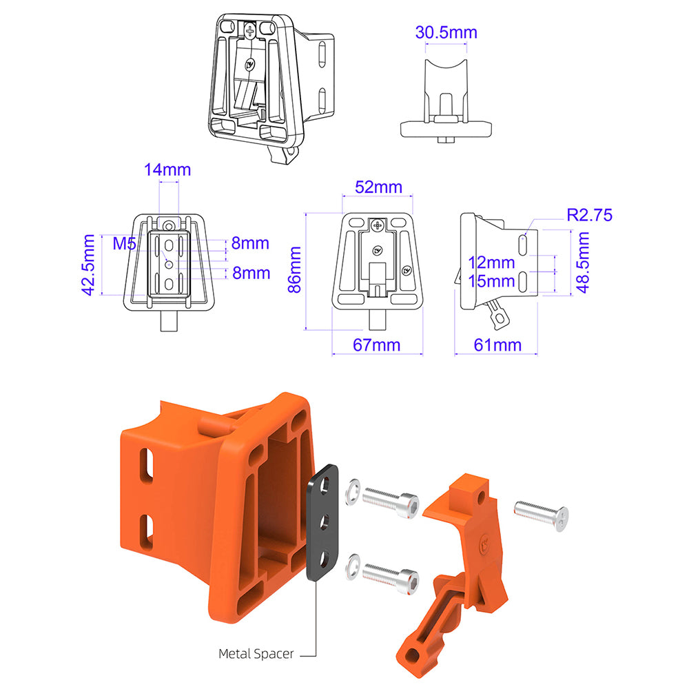 RHINOWALK SK709 For Brompton Bicycle Front Carrier Block Latch Lever Kit Set