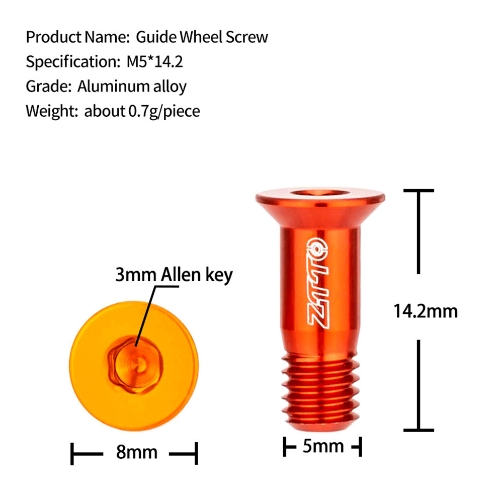 ZTTO 2Pcs Bicycle Rear Derailleur Wheel Fixed Screw Bike Transmission Guide Sprocket Screws, M5x14.2
