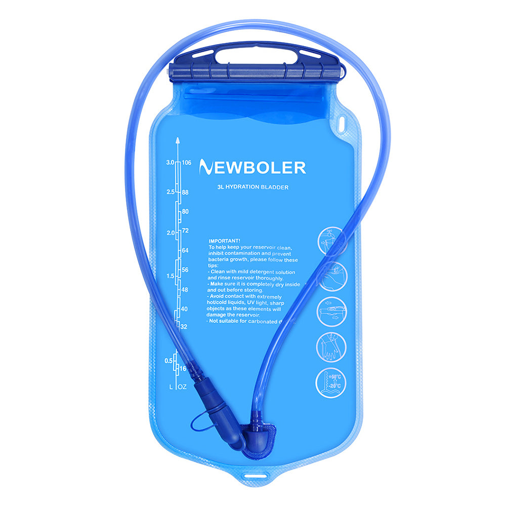 NEWBOLER BOT006 3L Portable PEVA Water Pack Hydration Bladder for Cycling Hiking Running (No FDA, BPA Free)