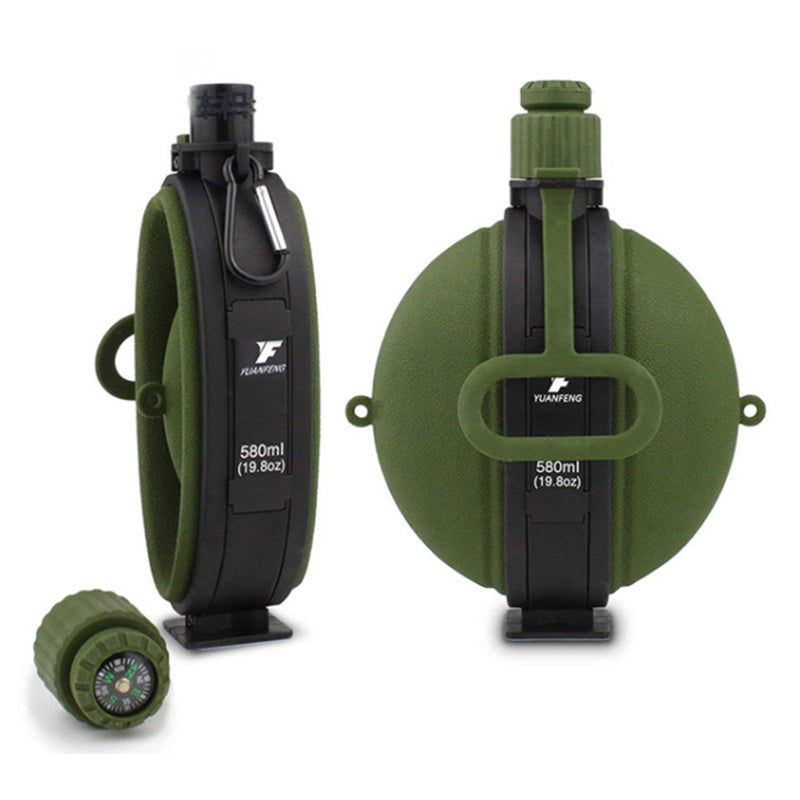 580ml Collapsible Silicone Water Bottle with Compass (No FDA, BPA-Free)