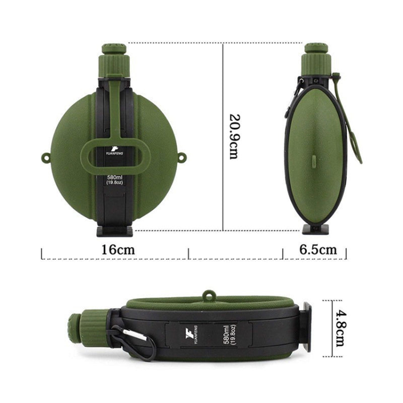 580ml Collapsible Silicone Water Bottle with Compass (No FDA, BPA-Free)