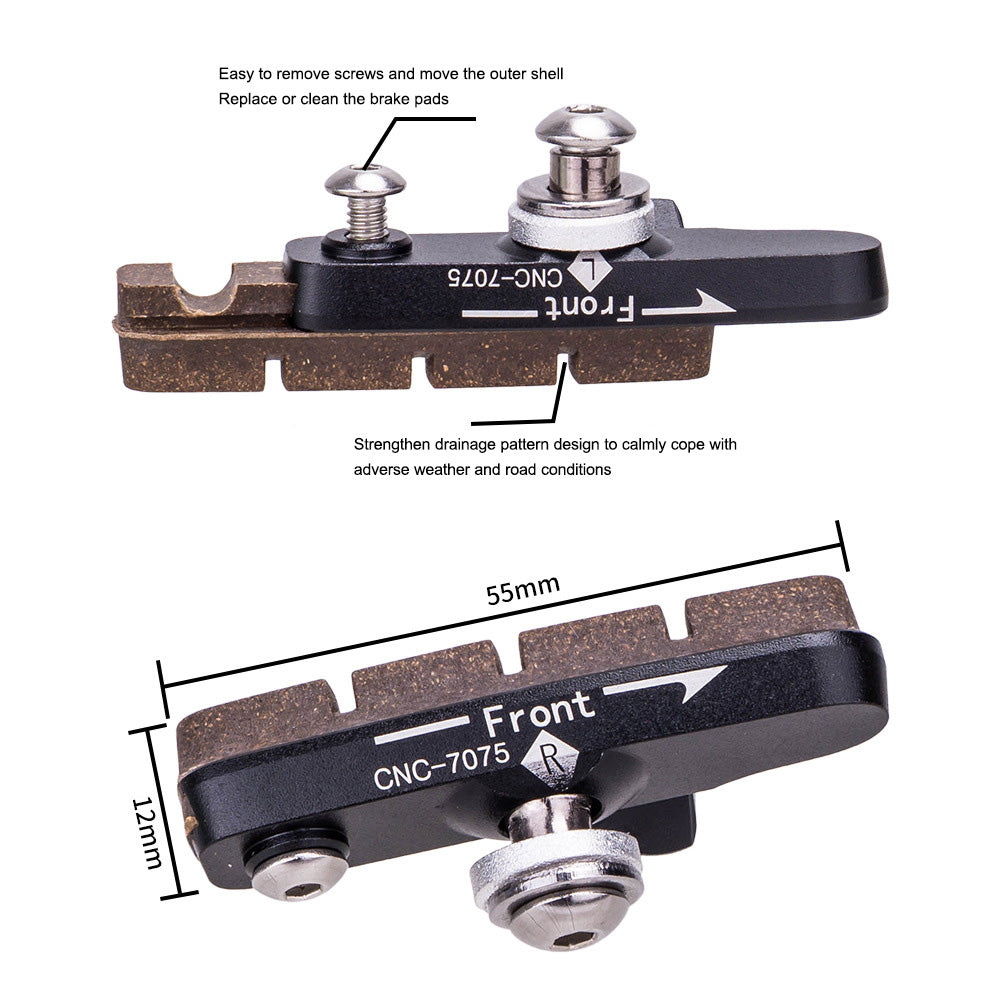 ZTTO TQWSCP 1 Pair Bike Brake Pads Set Mountain Bicycle C-Brake Pads Bike Brake Blocks Kit