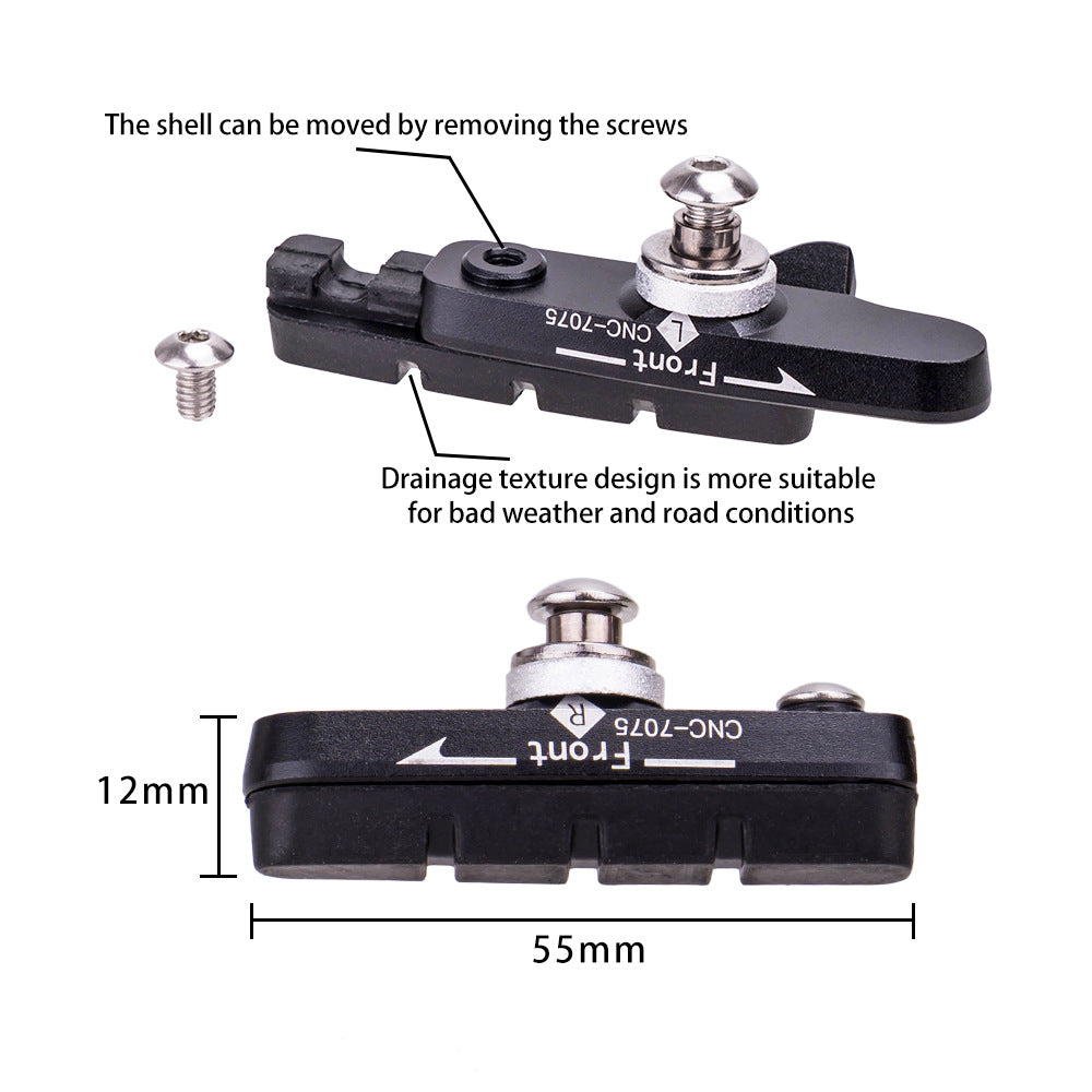 ZTTO 1 Pair Road Bike C-Brake Pad Aluminum Alloy Brake Block Bicycle Parts
