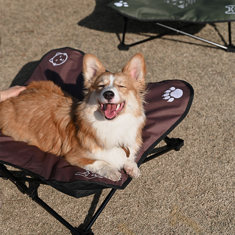 SHINETRIP A404 Elevated Raised Dog Cat Bed Aluminum Alloy Folding Pet Cot Soft Cushion Pet Hammock Bed - Coffee