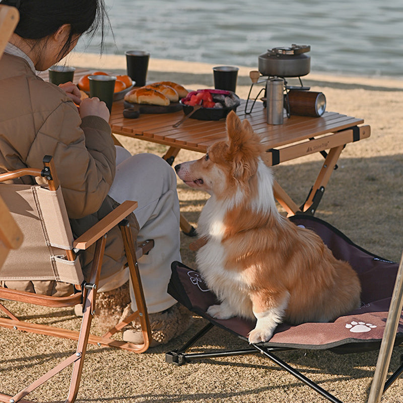 SHINETRIP A404 Elevated Raised Dog Cat Bed Aluminum Alloy Folding Pet Cot Soft Cushion Pet Hammock Bed - Coffee
