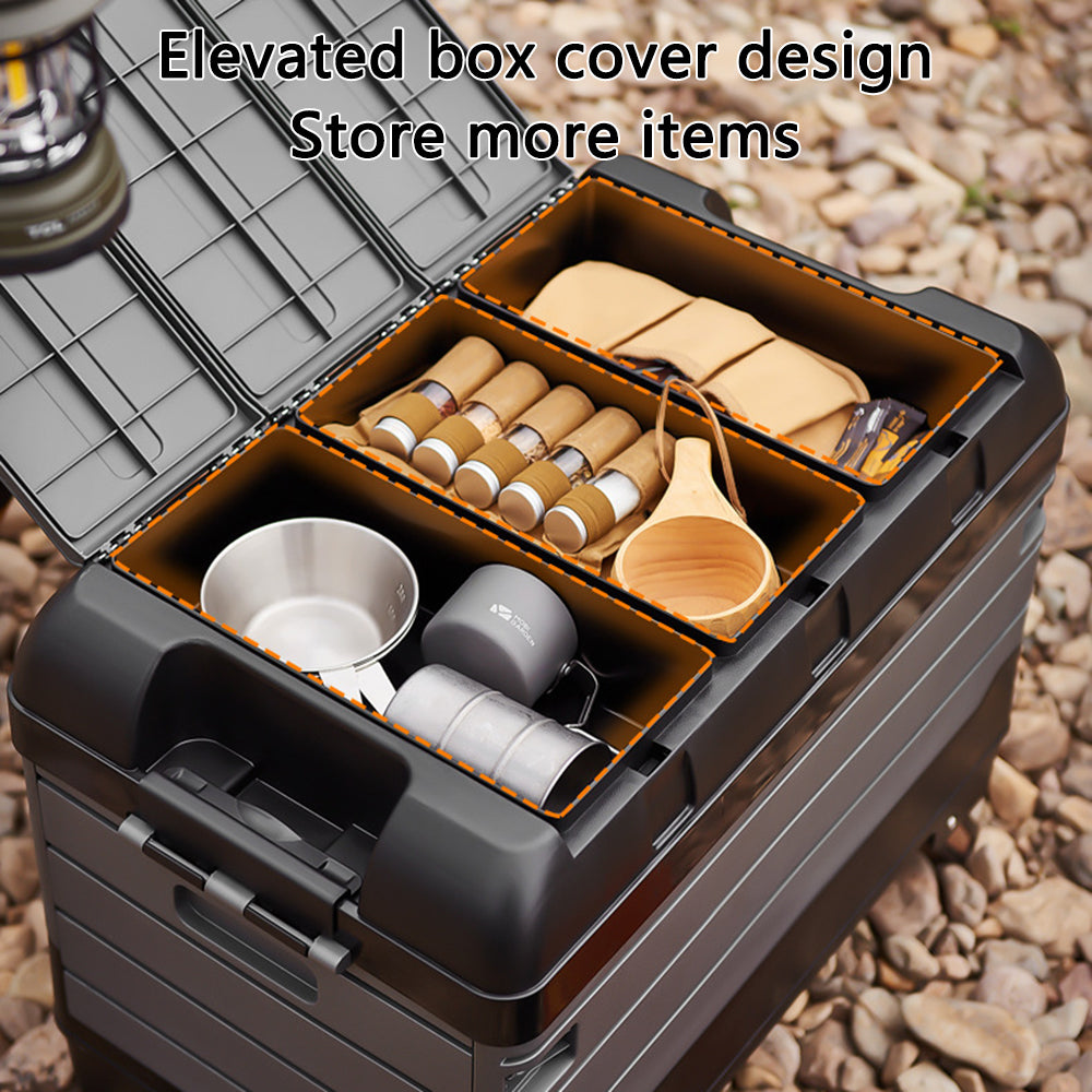 K6301-L.C 60L Outdoor Camping Storage Box Folding Seat Car Trunk Organizer