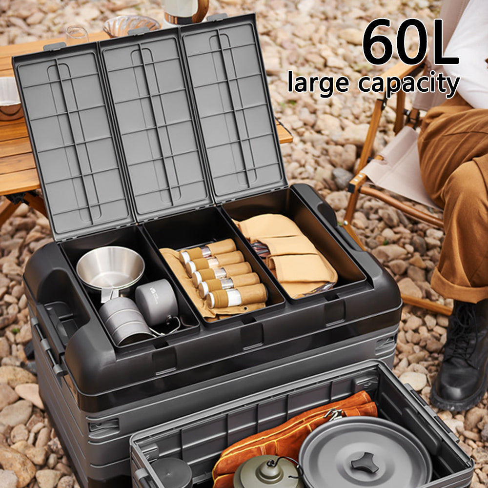 K6301-L.C 60L Outdoor Camping Storage Box Folding Seat Car Trunk Organizer