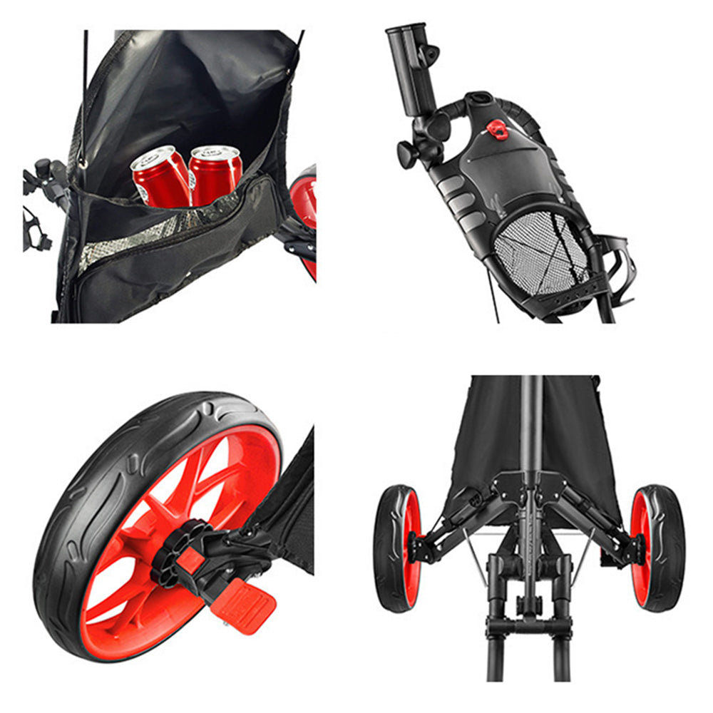 ZH-X005 4-Wheel Aluminum Alloy Golf Push Cart Folding Trolley Pull Caddy Cart