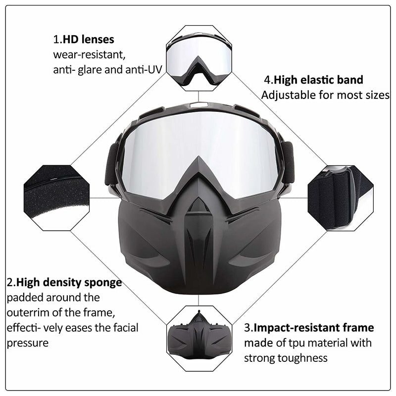 BF658 Outdoor Motorcycle Race Face Mask PC Goggles Cycling Eye Protection Glasses