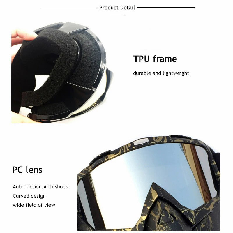BF658 PC Goggles Motorcycle Race Face Mask Eye Protection Glasses with Storage Bag