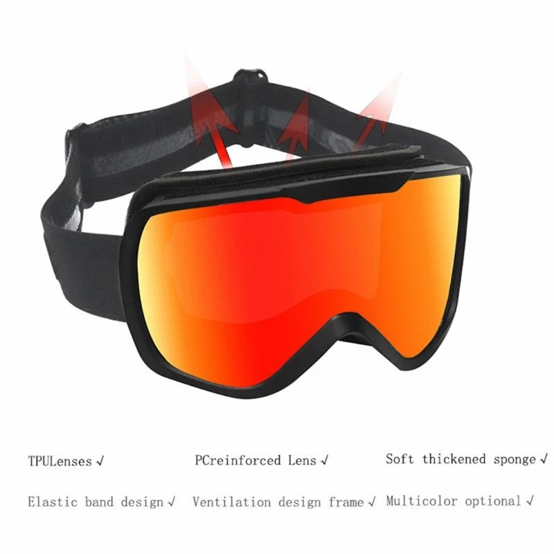 BOLLFOS BF642 Dual-Layer Anti-Fog PC+TPU Skiing Goggles for Men Women