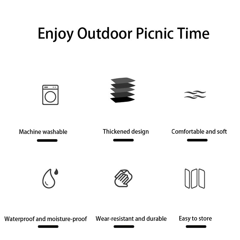 45679 150x200cm Camping Picnic Mat Moisture-proof Outdoor Carpet with Leather Tote Strap