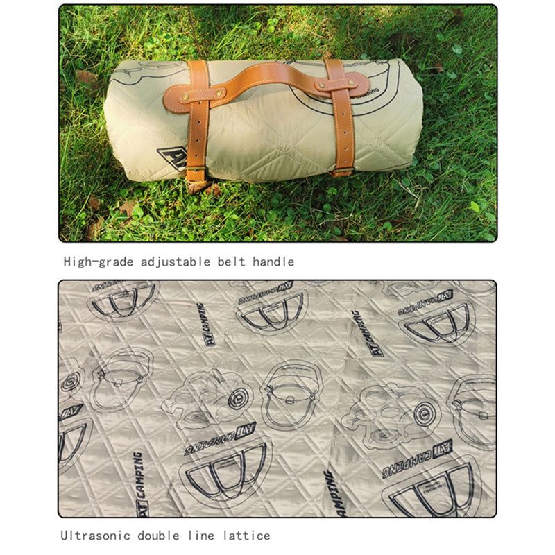 45679 150x200cm Camping Picnic Mat Moisture-proof Outdoor Carpet with Leather Tote Strap