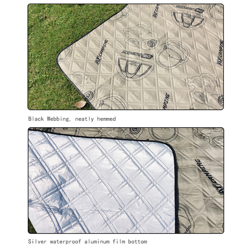 45679 150x200cm Camping Picnic Mat Moisture-proof Outdoor Carpet with Leather Tote Strap