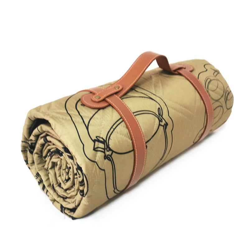 45679 150x200cm Camping Picnic Mat Moisture-proof Outdoor Carpet with Leather Tote Strap