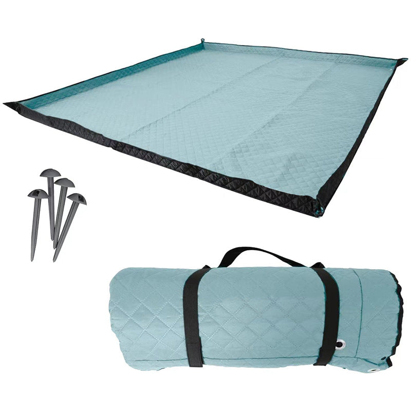 45671 200x200cm Rhombus Grid Design Picnic Mat Moisture-proof Outdoor Camping Mat with Ground Nails